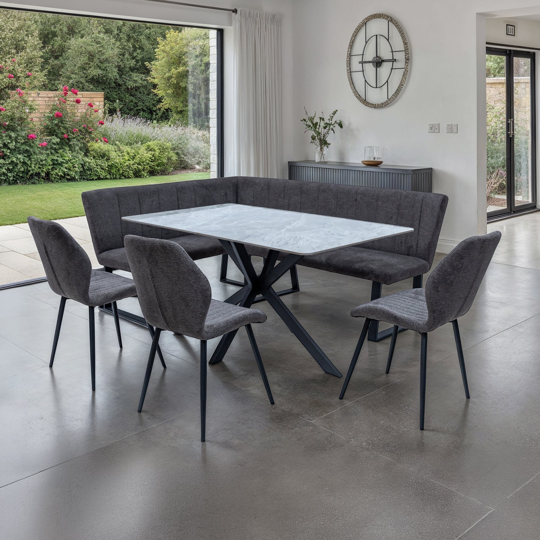 Camber Textured Fabric Corner Dining Bench from Roseland Furniture