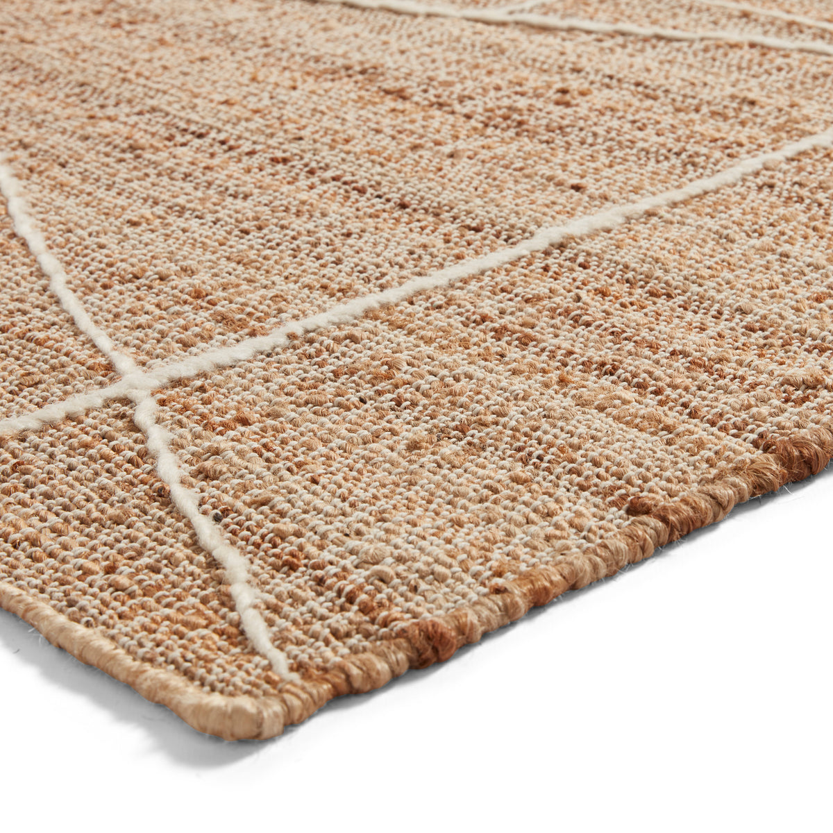 Karin Natural Geometric Patterned Jute Rectangular Rug for Living Room ...