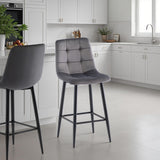 Elin Velvet Bar Stool Grey from Roseland Furniture