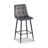 Elin-Velvet-Bar-Stool-Grey from Roseland Furniture