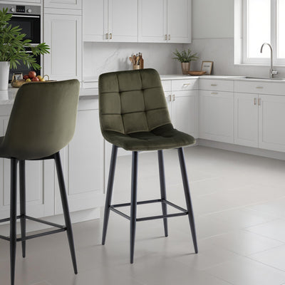 Elin Velvet Bar Stool