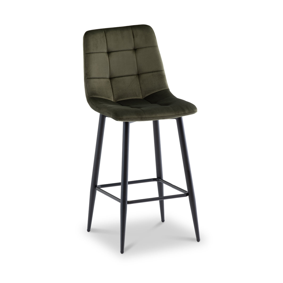 Elin-Velvet-Bar-Stool-Green from Roseland Furniture