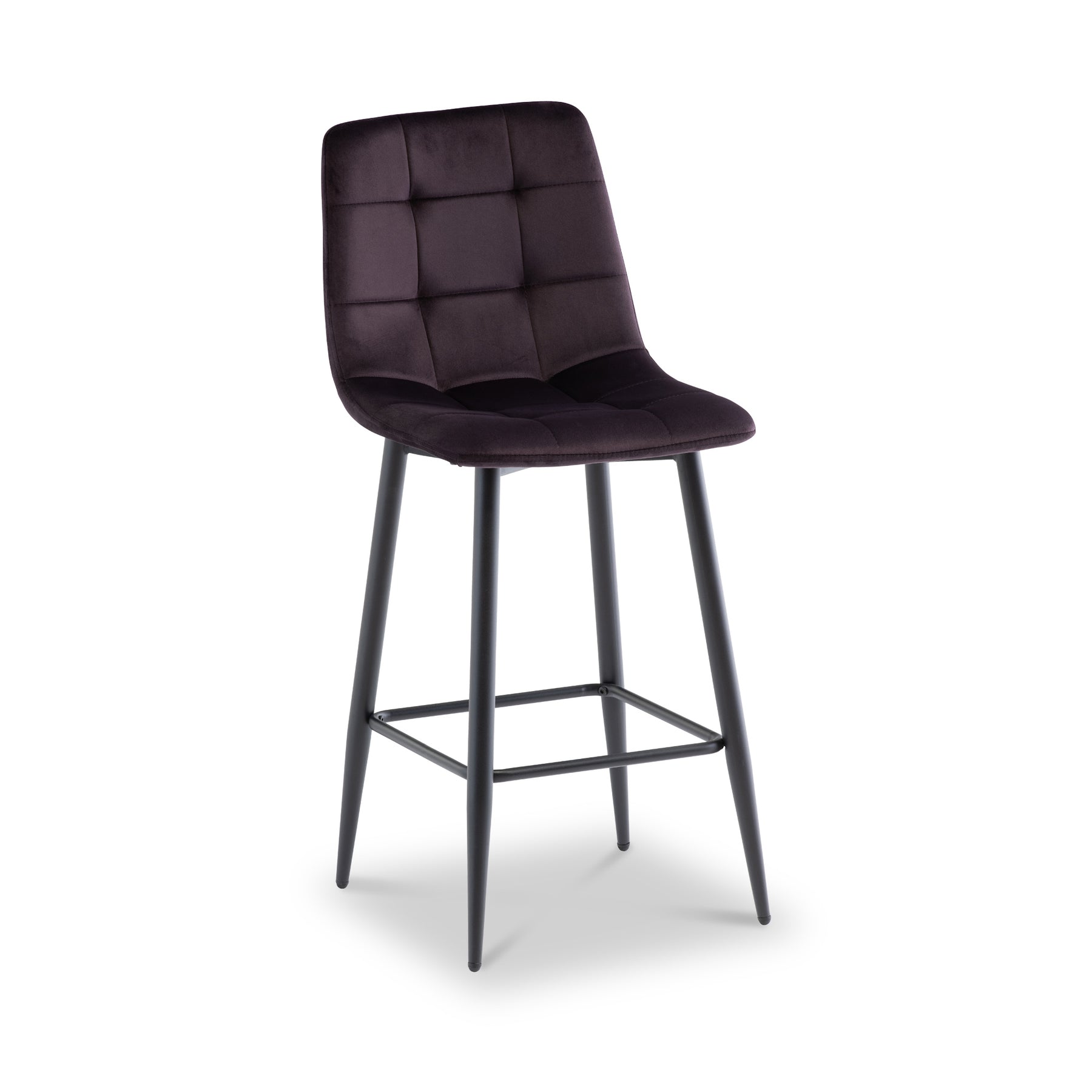 Elin-Velvet-Bar-Stool-Aubergine from Roseland Furniture