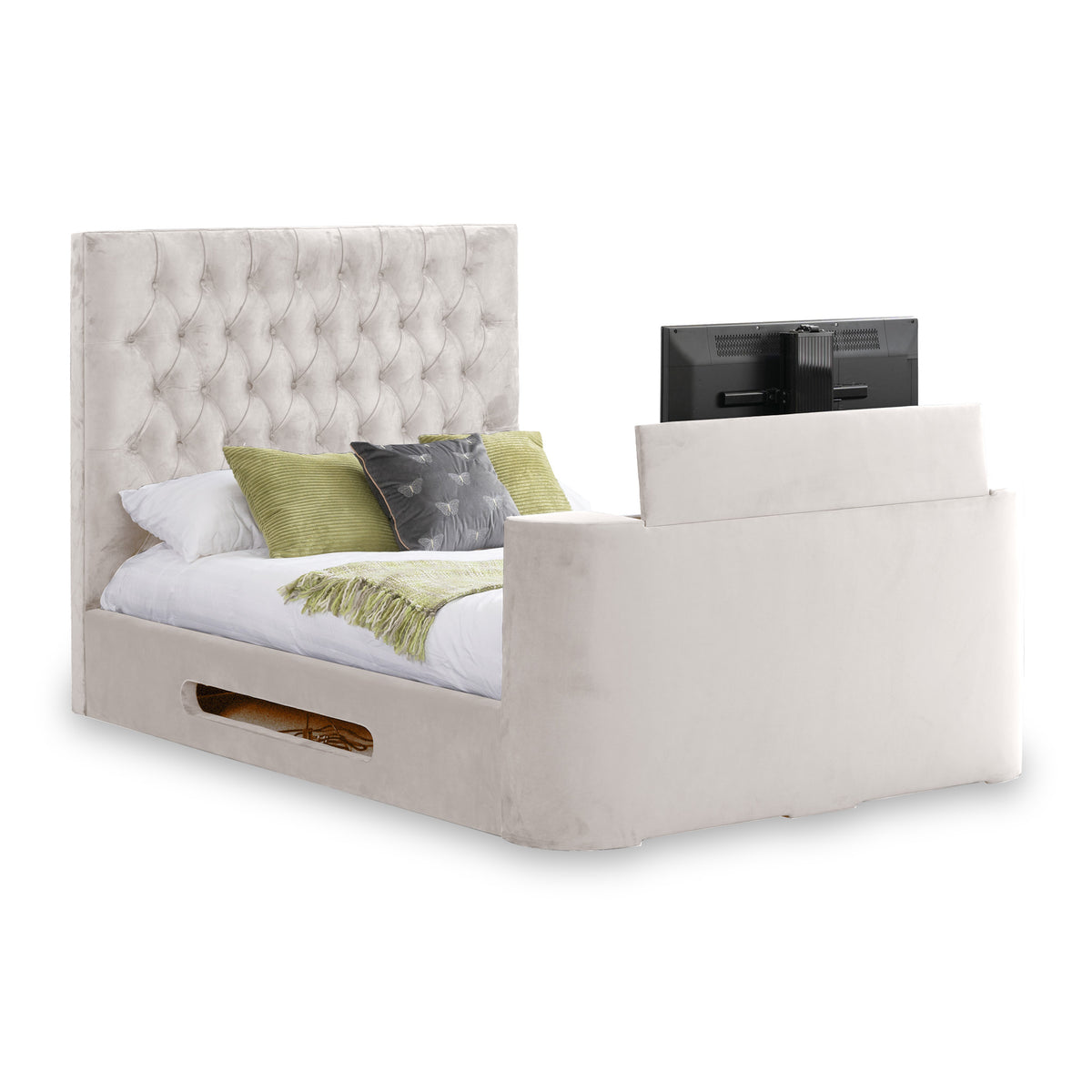 Tilly Velvet TV Bed Frame in Chatsworth Oyster by Roseland Furniture