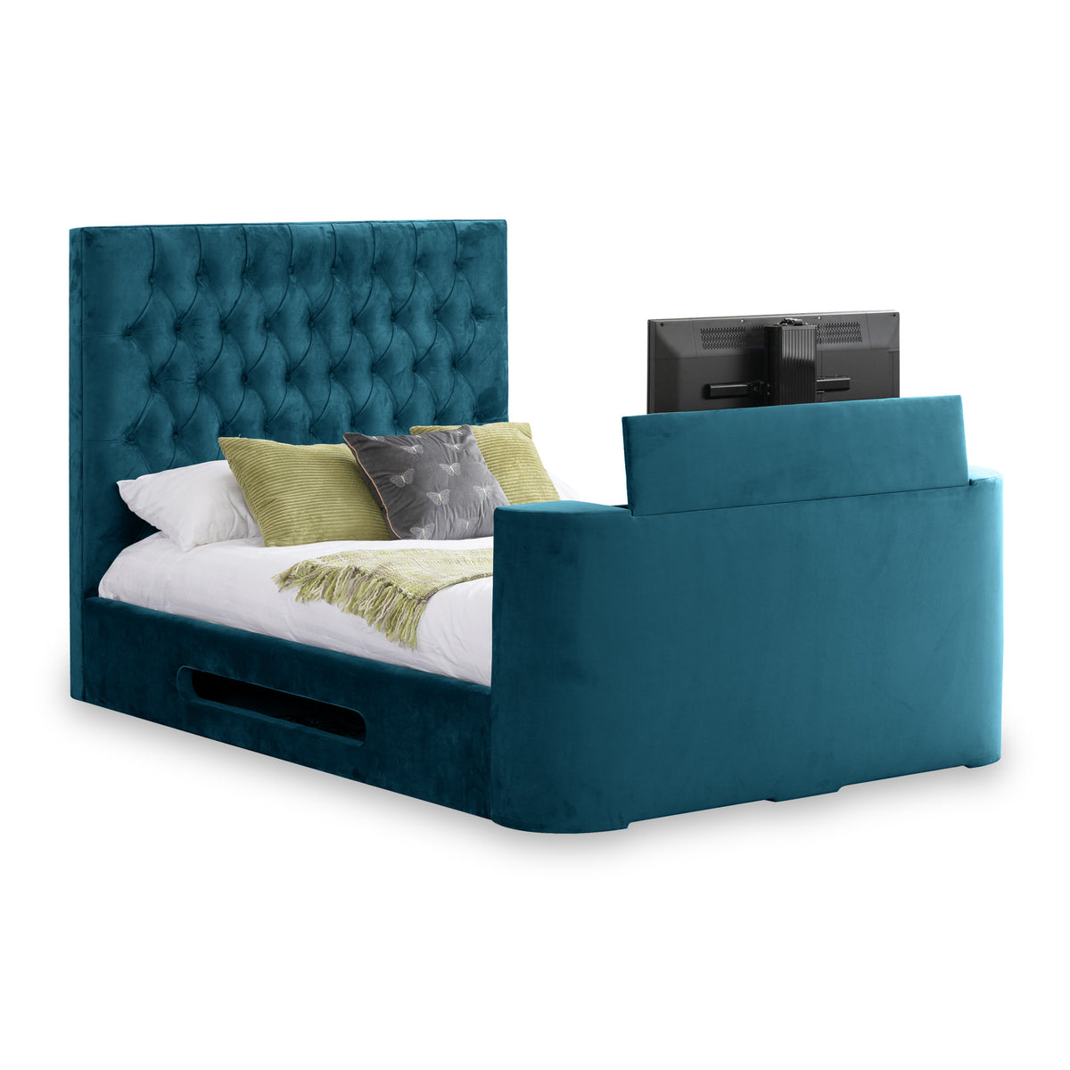Tilly Velvet TV Bed Frame in Chatsworth Teal by Roseland Furniture