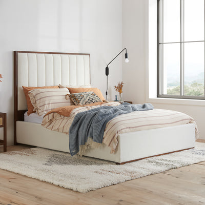 Sara White Boucle Bed Frame