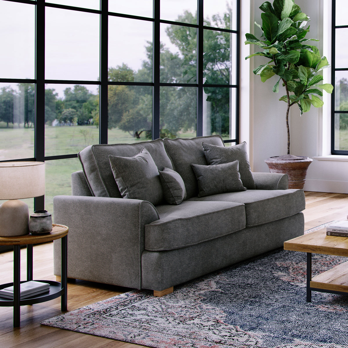 Birchley Soft Chenille 2 Seater Sofa Steel Life1 from Roseland Furniture