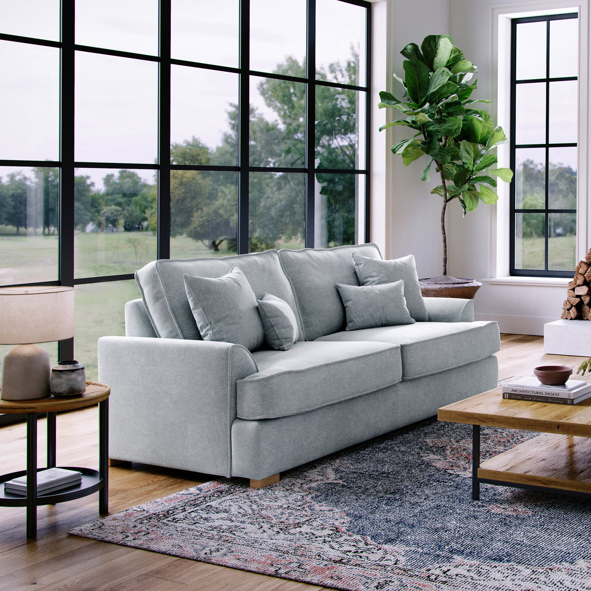 Birchley Soft Chenille 3 Seater Sofa Ice from Roseland Furniture