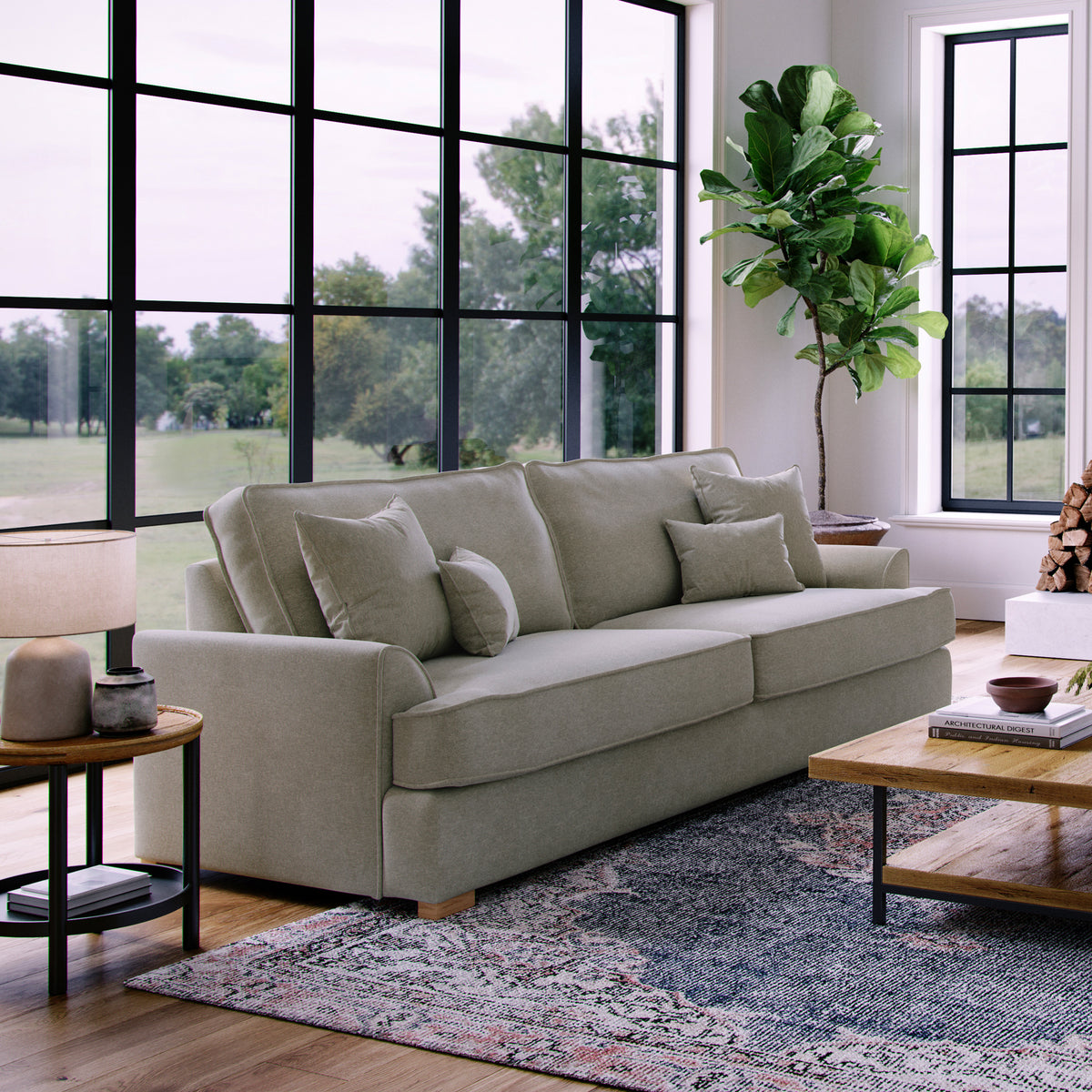 Birchley Soft Chenille 4 Seater Sofa Linen Life1 from Roseland Furniture
