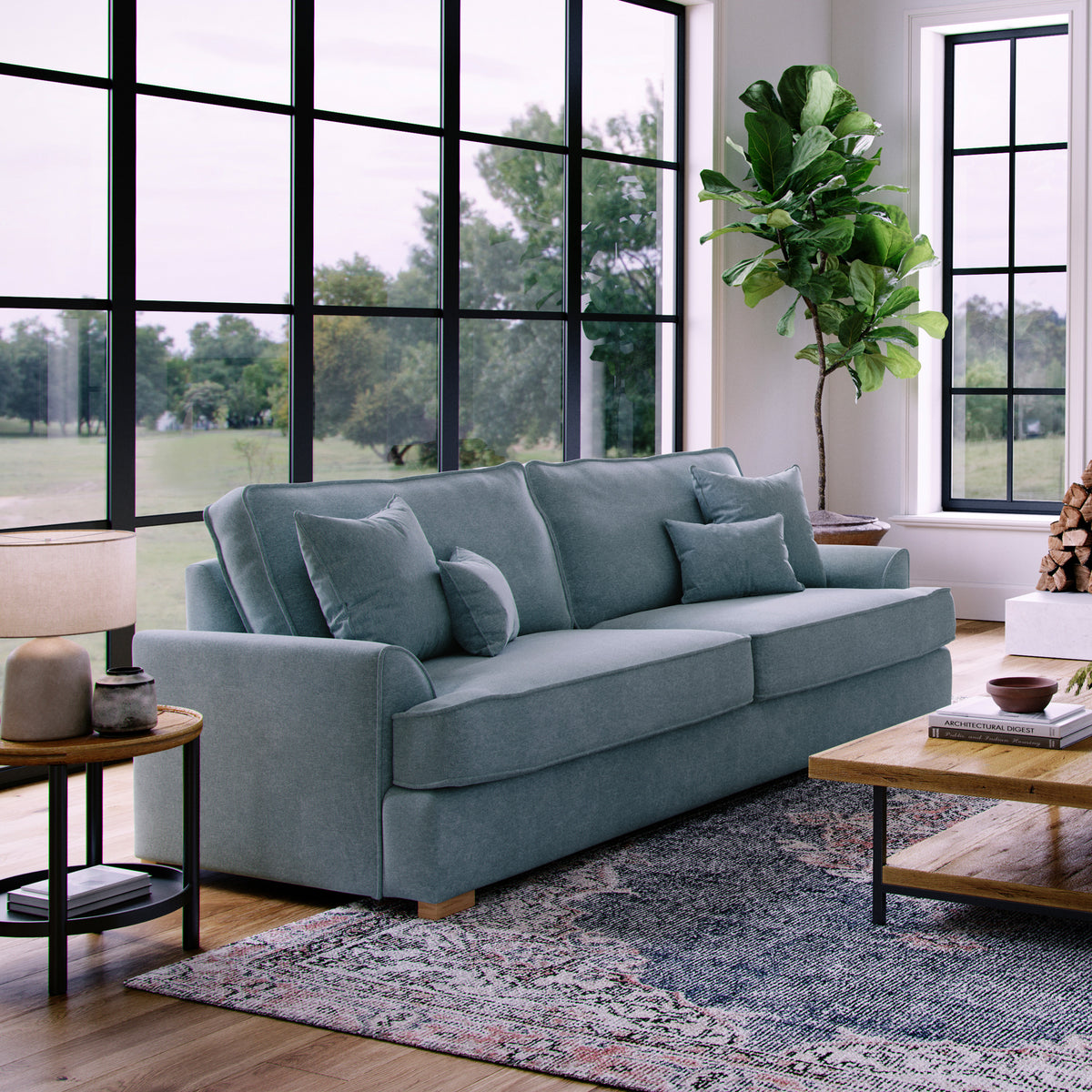 Birchley Soft Chenille 4 Seater Sofa Ice Life1 from Roseland Furniture