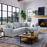 Birchley Soft Chenille LH Corner Sofa Ice from Roseland Furniture