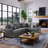 Birchley Soft Chenille LH Corner Sofa Heather from Roseland Furniture
