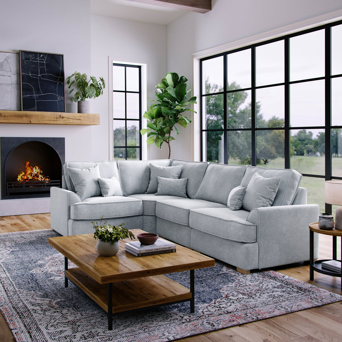 Birchley Soft Chenille RH Corner Sofa Ice from Roseland Furniture