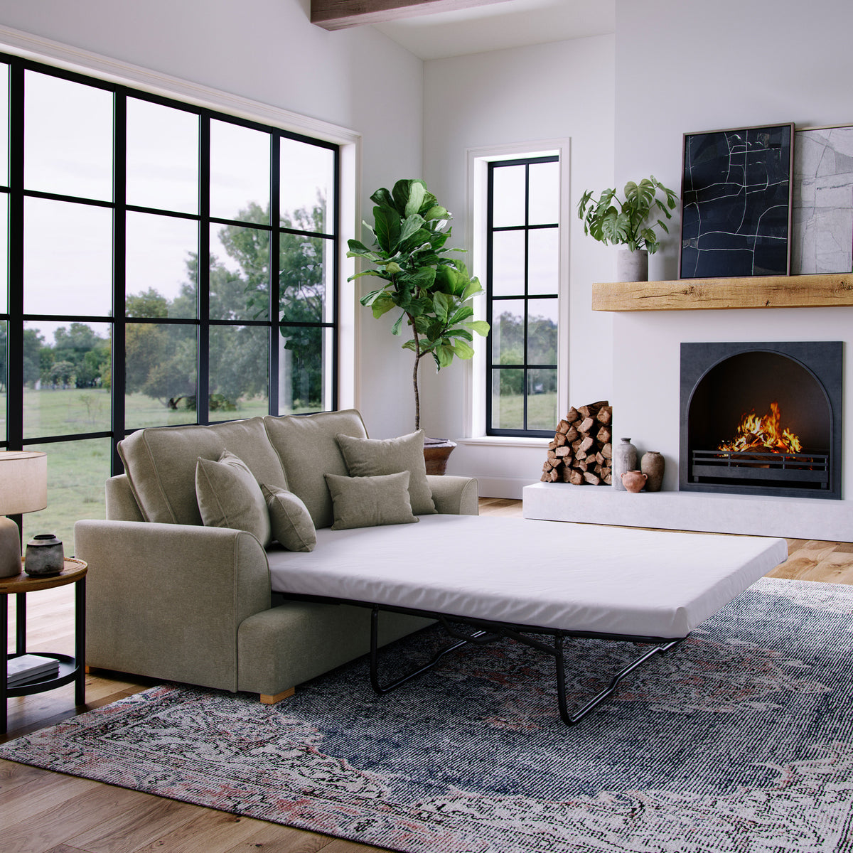 Birchley Soft Chenille 2 Seater Sofabed Mink Life1 from Roseland Furniture