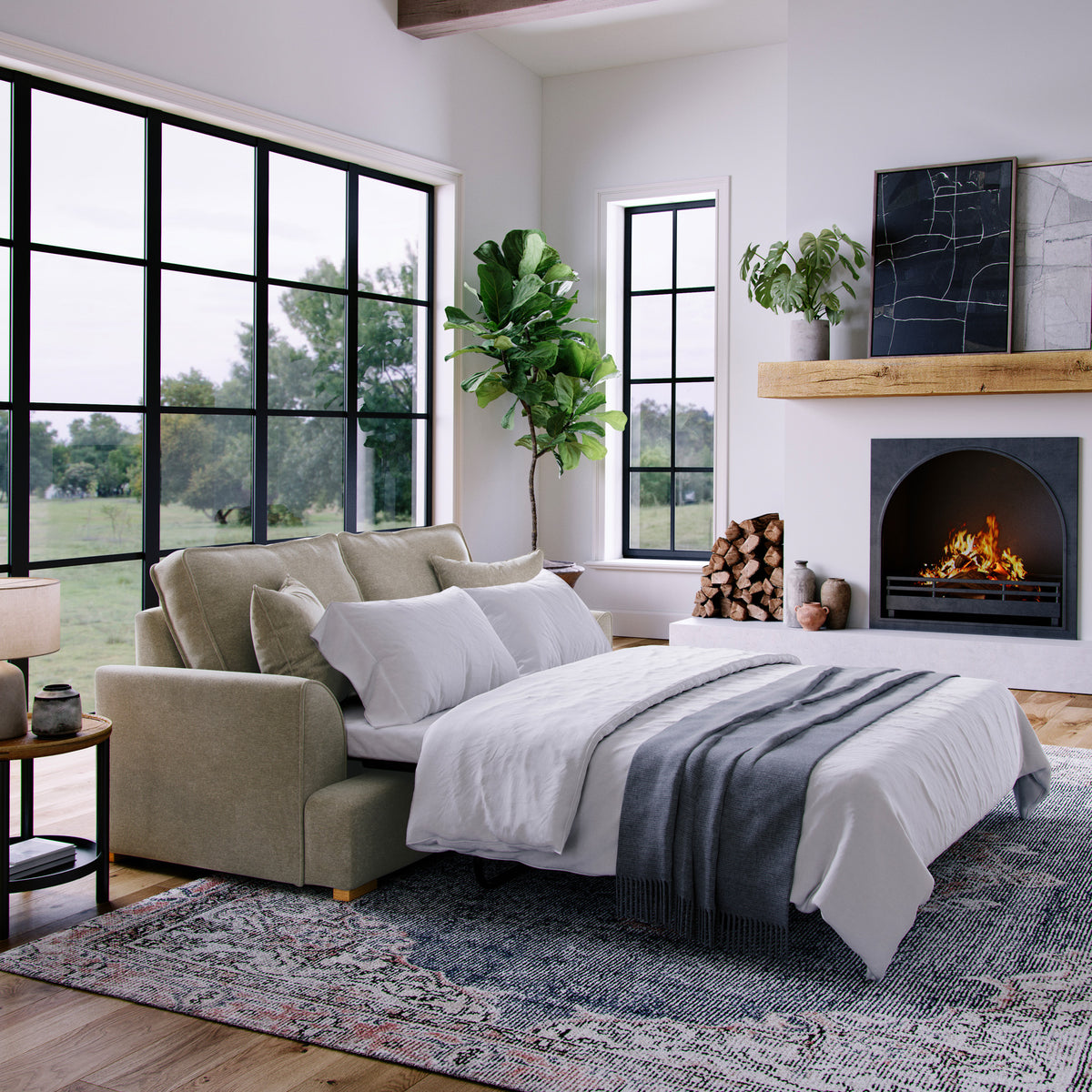 Birchley Soft Chenille 2 Seater Sofabed Mink Life1 from Roseland Furniture
