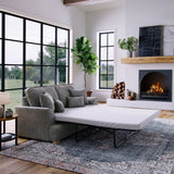 Birchley Soft Chenille 2 Seater Sofabed Steel Life1 from Roseland Furniture