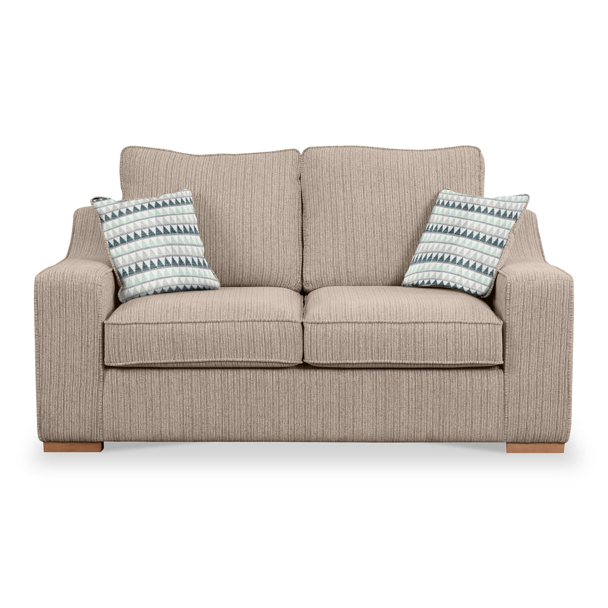 Ashow Beige 2 Seater Sofabed with Maika Jade Scatter Cushions from Roseland Furniture