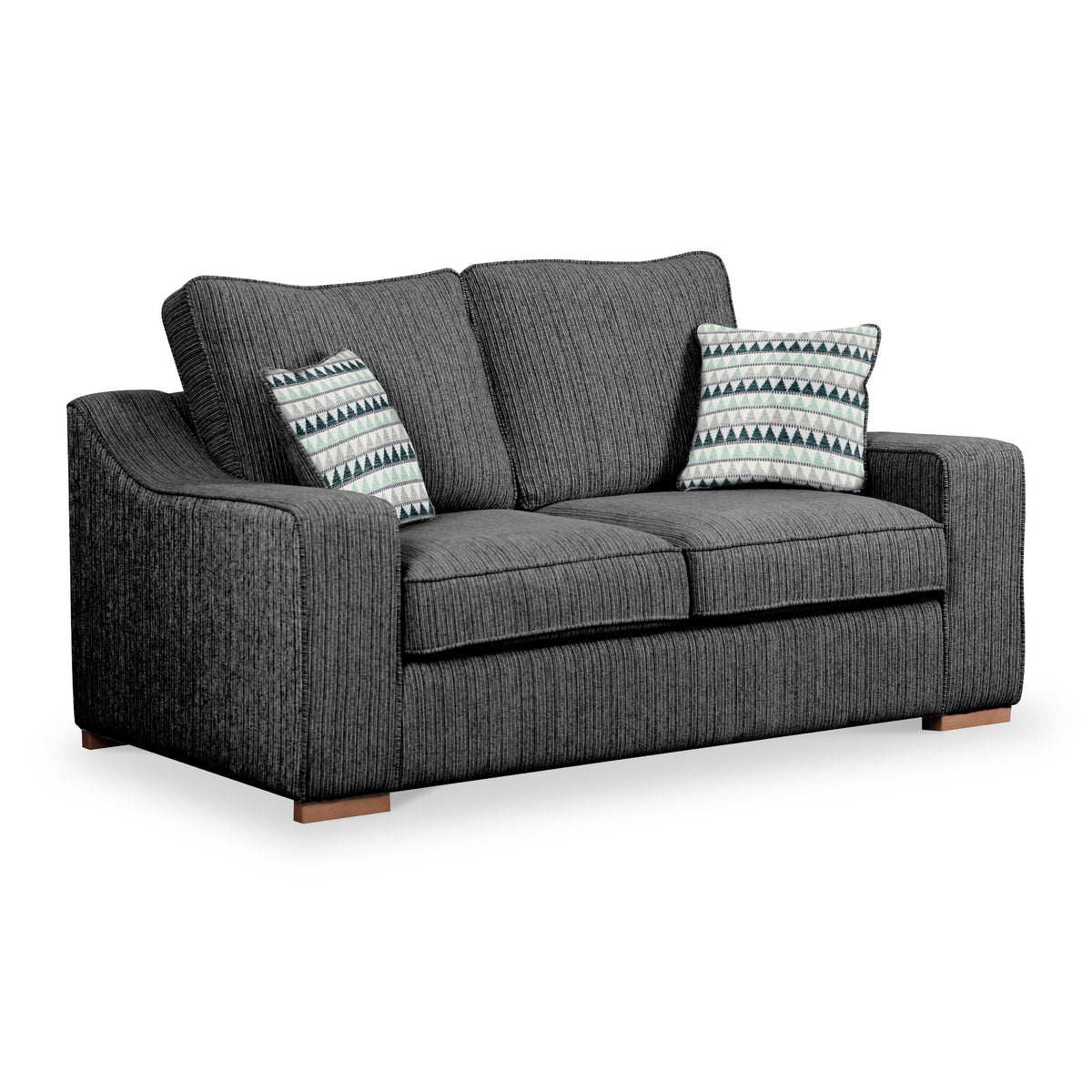 Ashow Charcoal 2 Seater Sofabed with Maika Jade Scatter Cushions from Roseland Furniture
