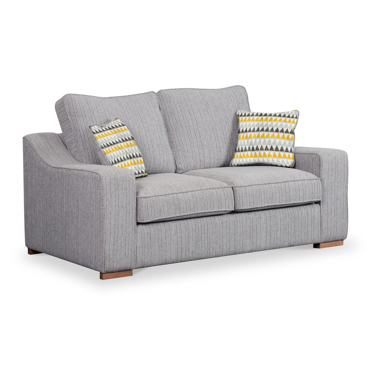 Ashow Silver 2 Seater Sofabed with Mustard Dusk Scatter Cushions from Roseland Furniture