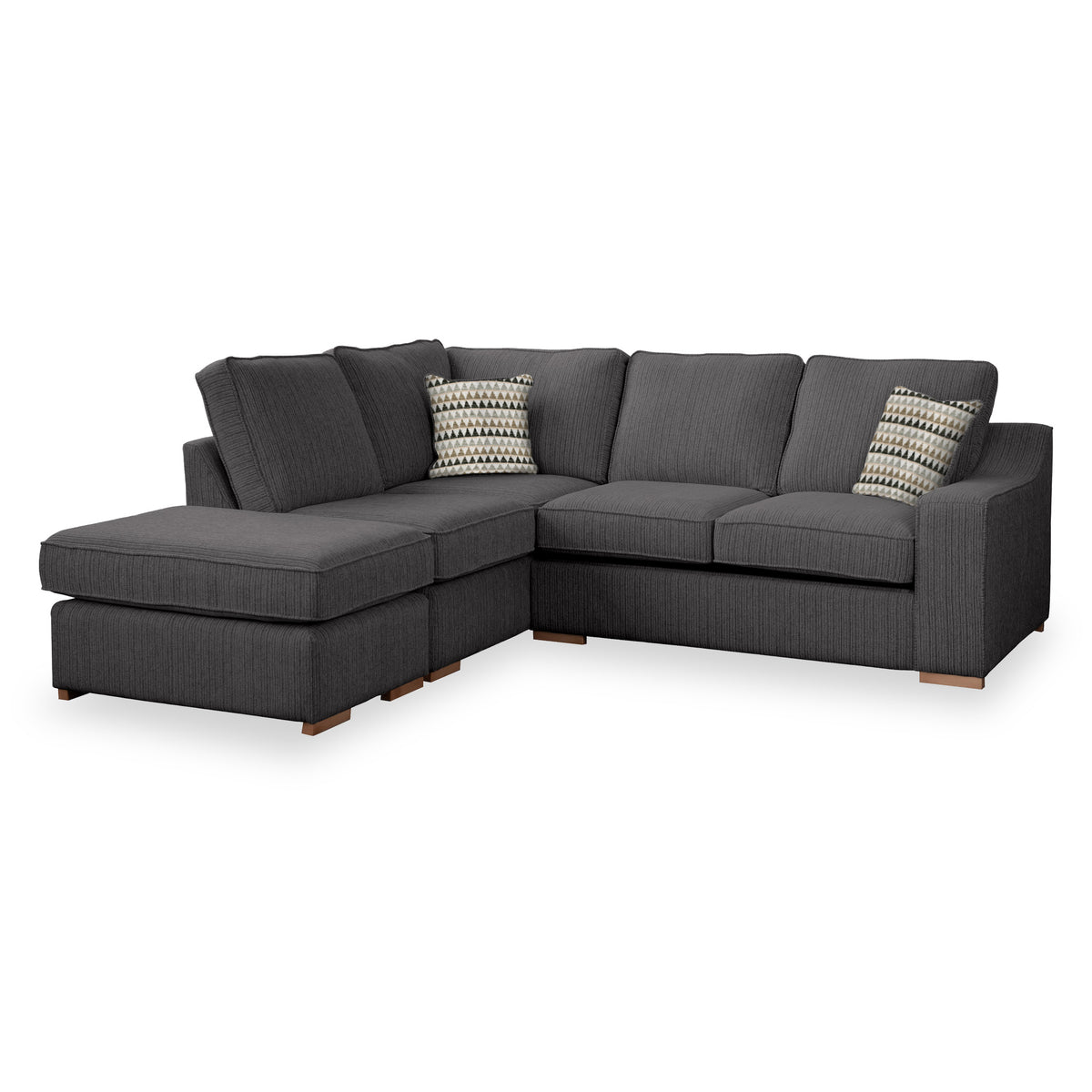 Ashow Charcoal Left Hand Corner Sofabed with Maika Beige Scatter Cushions from Roseland furniture
