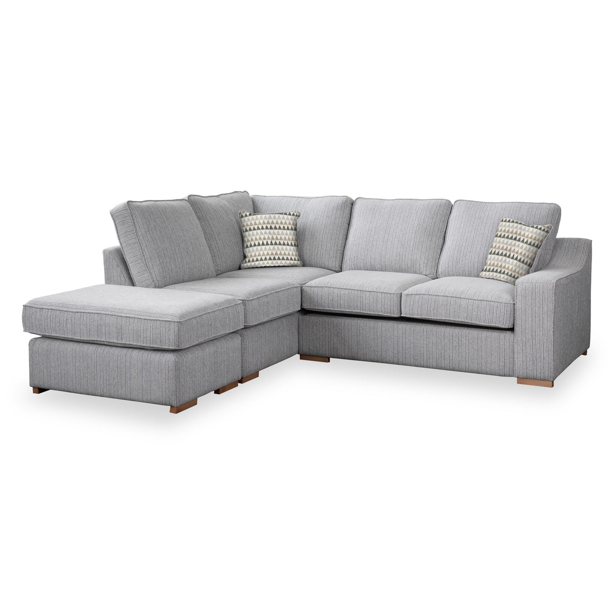 Ashow Silver Left Hand Corner Sofabed with Maika Beige Scatter Cushions from Roseland furniture