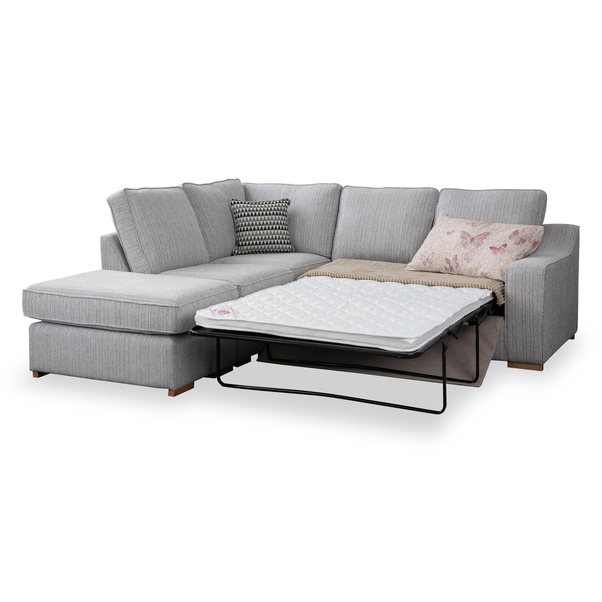 Ashow Silver Left Hand Corner Sofabed with Maika Dusk Scatter Cushions from Roseland furniture