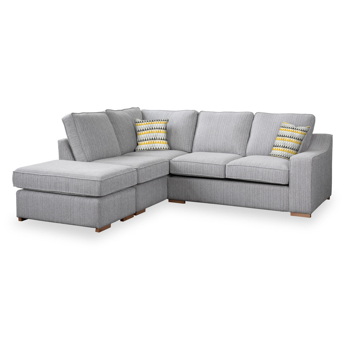 Ashow Silver Left Hand Corner Sofabed with Maika Mustard Scatter Cushions from Roseland furniture