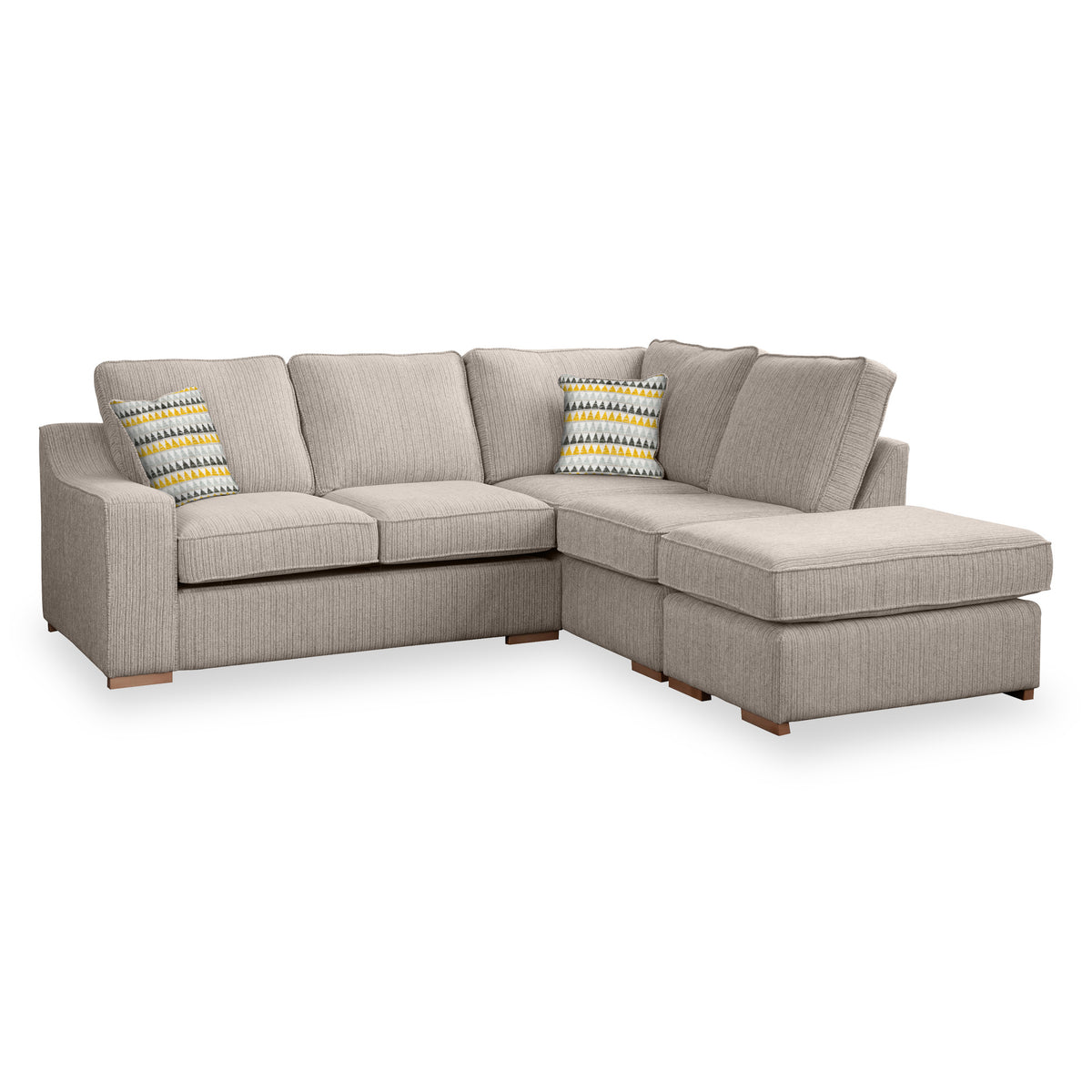 Ashow Beige Right Hand Corner Sofabed with Maika Mustard Scatter Cushions from Roseland furniture