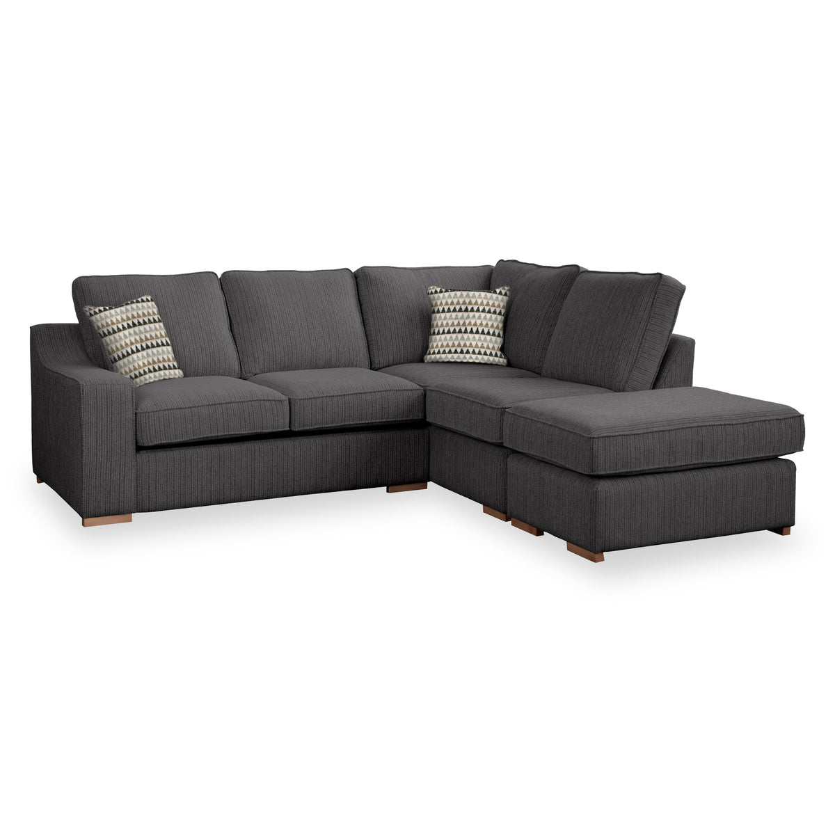Ashow Charcoal Right Hand Corner Sofabed with Maika Beige Scatter Cushions from Roseland furniture