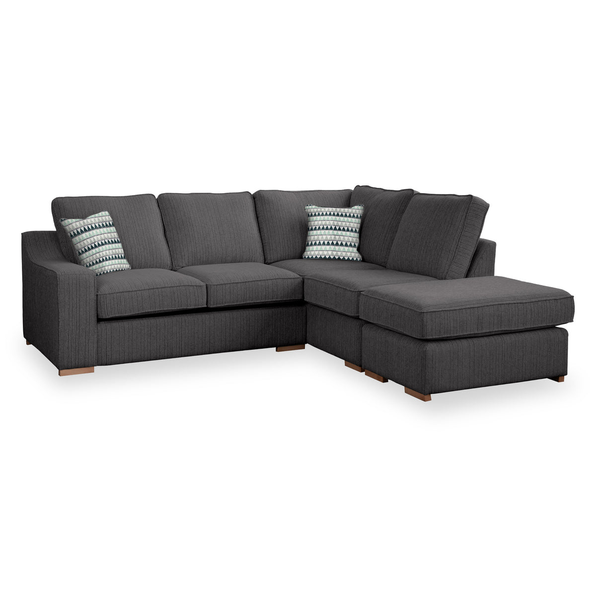 Ashow Charcoal Right Hand Corner Sofabed with Maika Jade Scatter Cushions from Roseland furniture