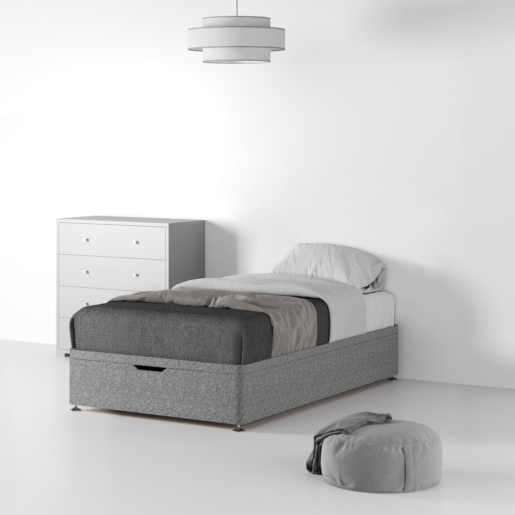 Essential-Divan-Base-Only Linen-Look-Single-Ottoman-Linen-Silver Life1 from Roseland Furniture