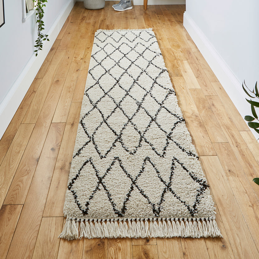 Edie Boho Moroccan Diamond Shaggy Rectangular Rug for Living Room ...