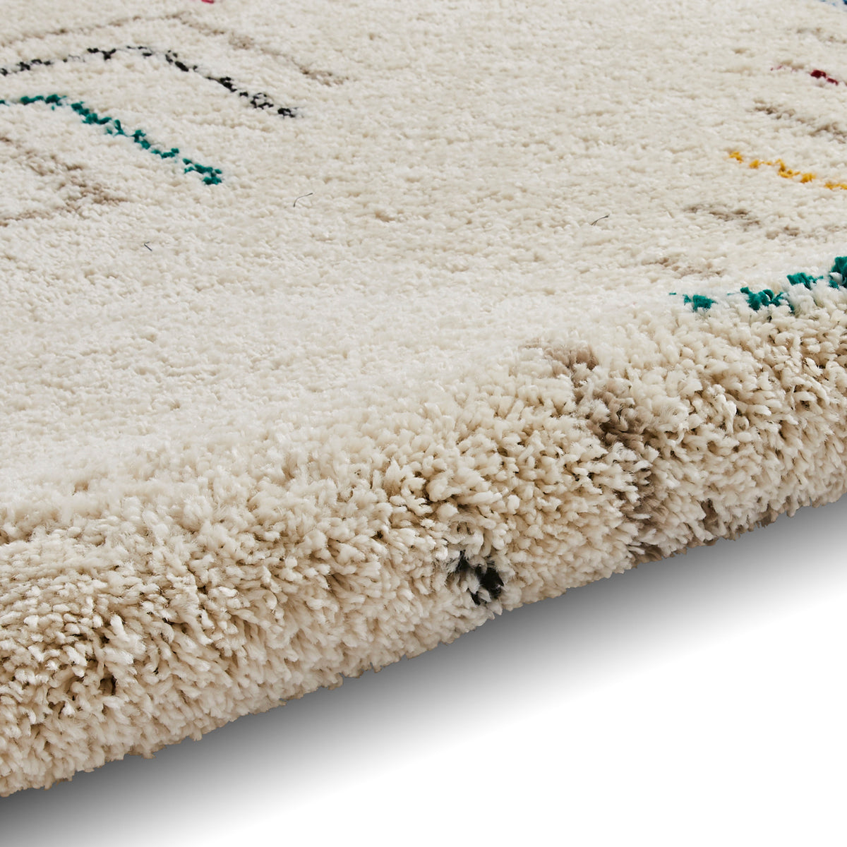 Edie Boho Moroccan Multi Coloured Chevron Shaggy Rectangular Rug for ...