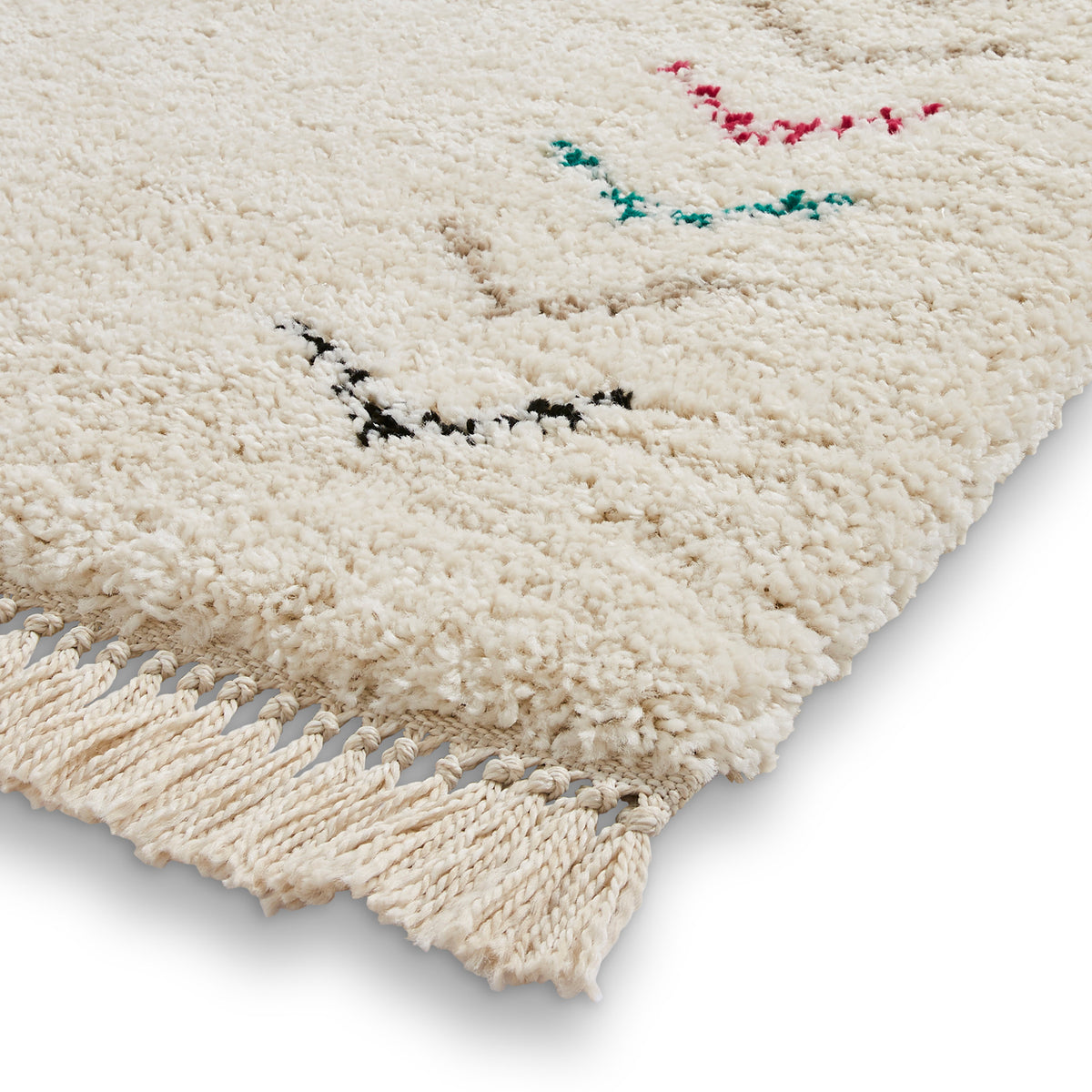 Edie Boho Moroccan Multi Coloured Chevron Shaggy Rectangular Rug for ...