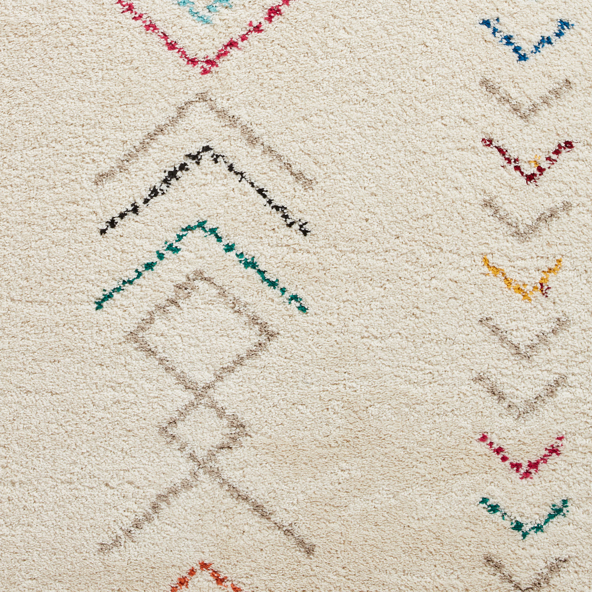 Edie Boho Moroccan Multi Coloured Chevron Shaggy Rectangular Rug for ...