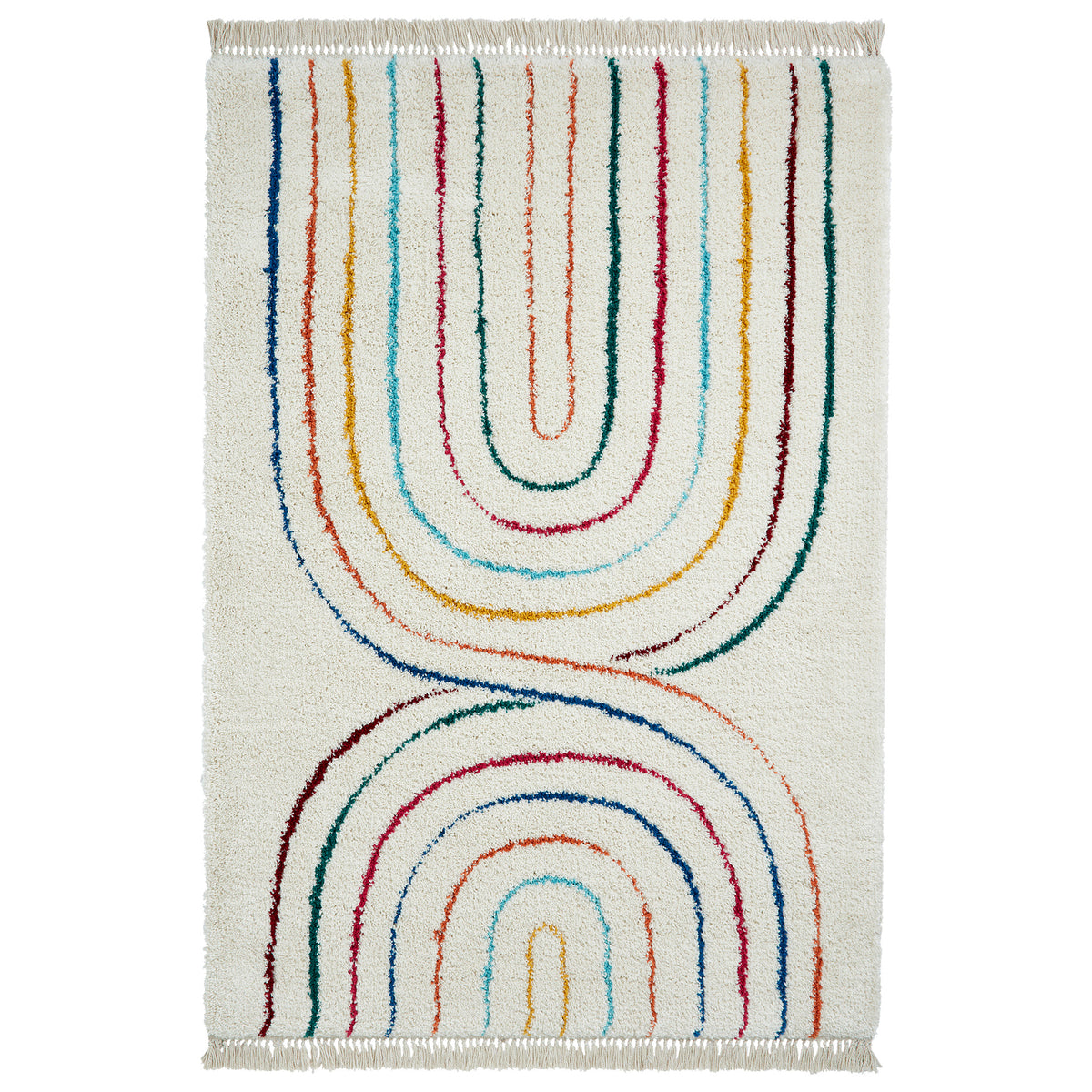 Edie Boho Multi Coloured Dual Rainbow Shaggy Rug from Roseland Furniture