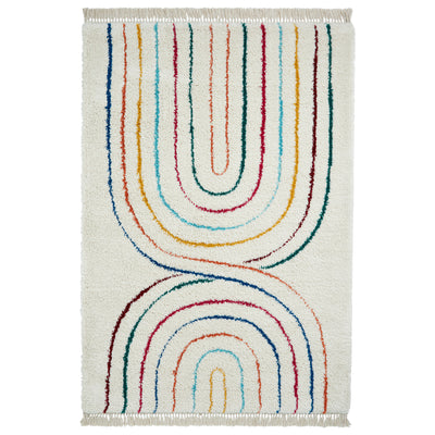 Edie Boho Multi Coloured Dual Rainbow Shaggy Rug