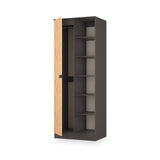 Huxley 1 Door Wardrobe With Open Shelves Oak Graphite from Roseland Furniture