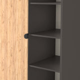 Huxley 1 Door Wardrobe With Open Shelves Oak Graphite from Roseland Furniture