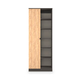 Huxley 1 Door Wardrobe With Open Shelves Oak Graphite from Roseland Furniture