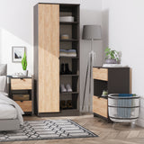 Huxley 1 Door Wardrobe With Open Shelves Oak Graphite from Roseland Furniture