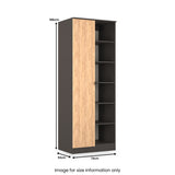 Huxley 1 Door Wardrobe With Open Shelves Oak Graphite from Roseland Furniture