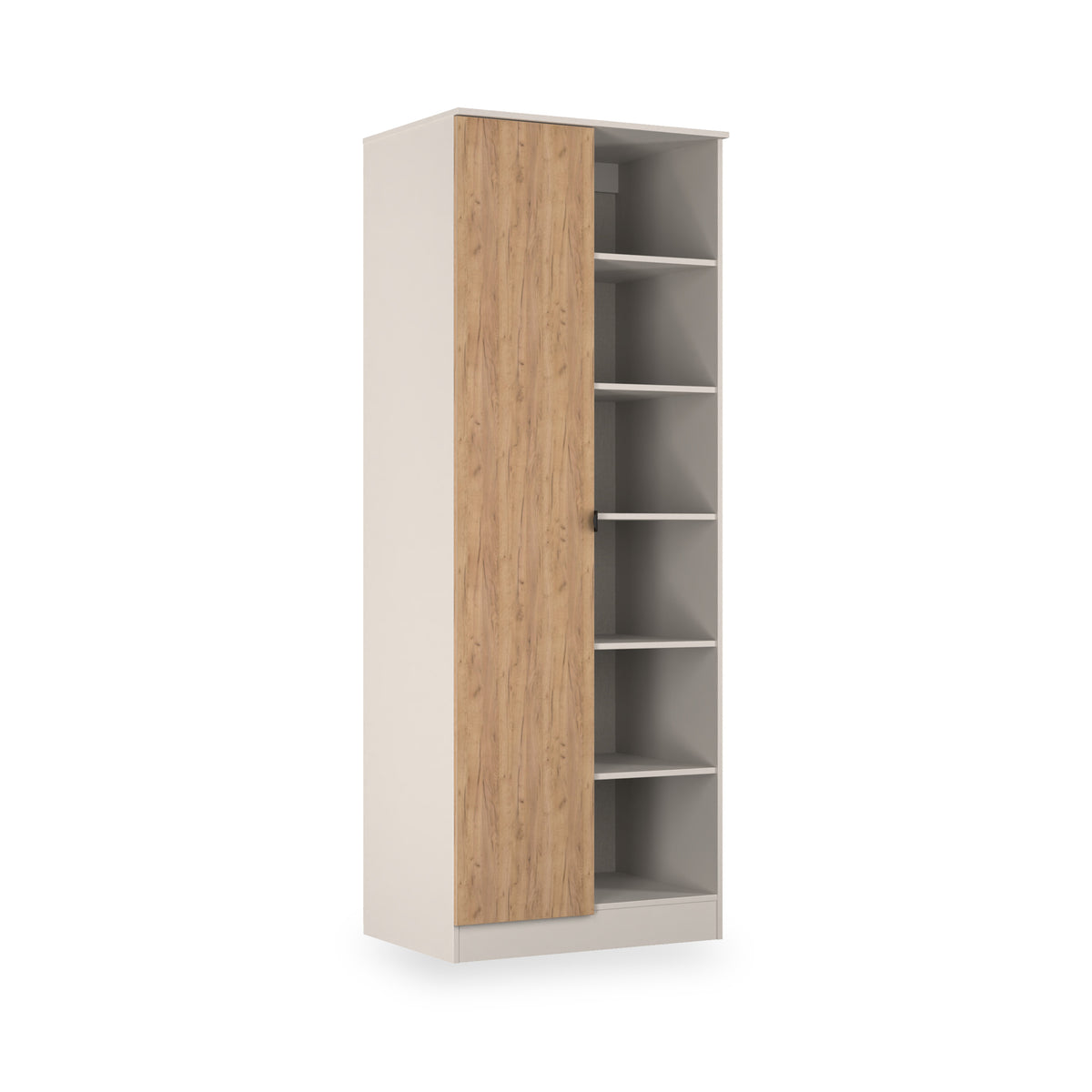 Huxley 1 Door Wardrobe With Open Shelves Oak Cashmere from Roseland Furniture