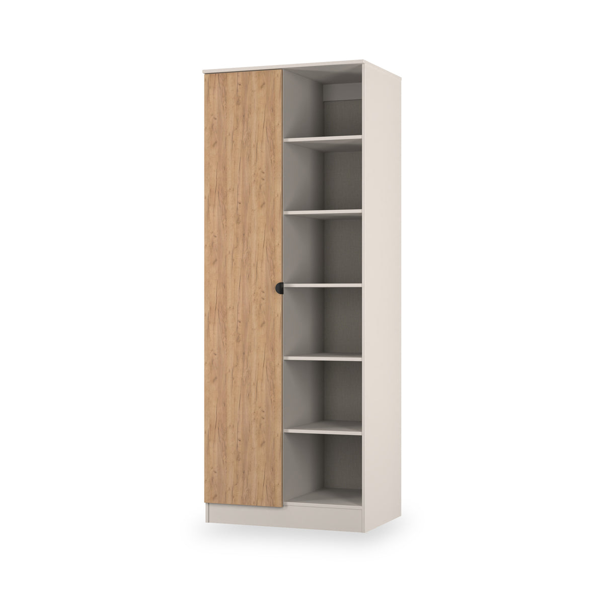 Huxley 1 Door Wardrobe With Open Shelves Oak Cashmere from Roseland Furniture