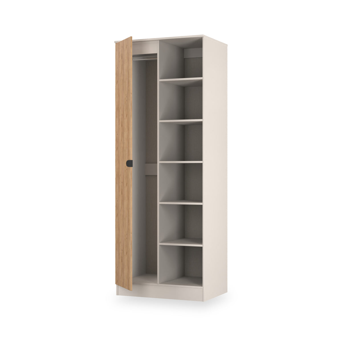 Huxley 1 Door Wardrobe With Open Shelves Oak Cashmere from Roseland Furniture