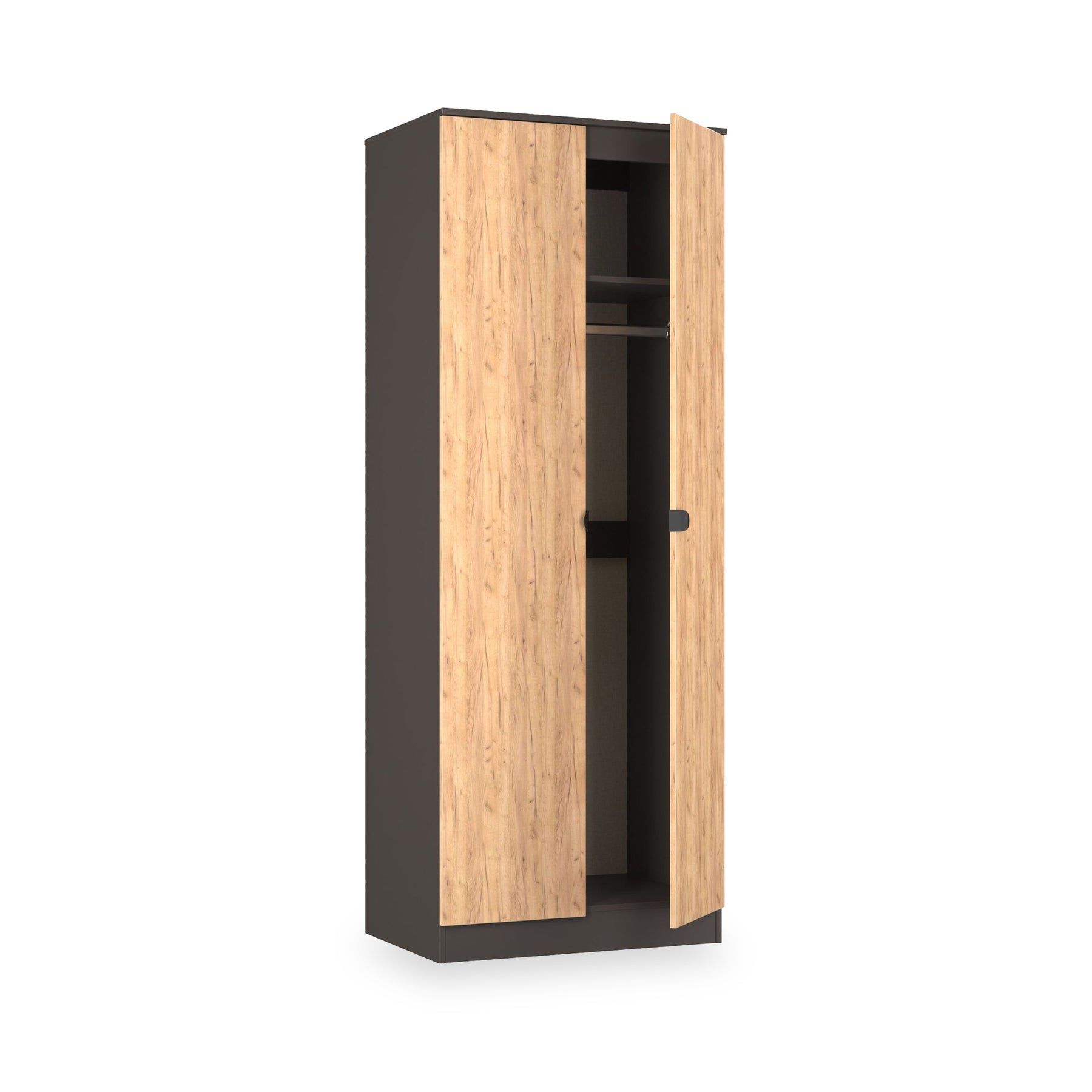 Huxley Full Hanging Wardrobe Oak Graphite from Roseland Furniture