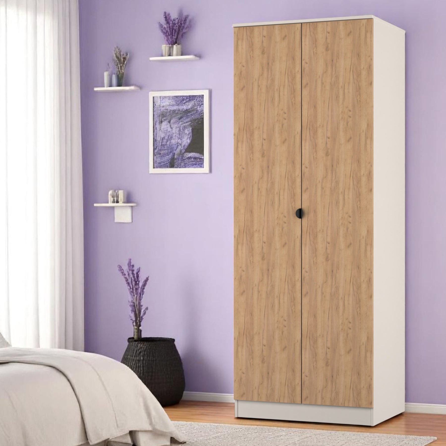Huxley Full Hanging Wardrobe Oak Cashmere from Roseland Furniture