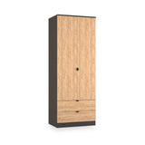 Huxley Double Wardrobe 2 Drawers Oak Graphite from Roseland Furniture