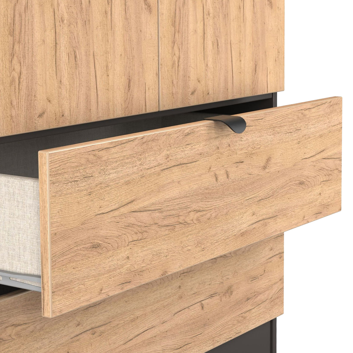 Huxley Double Wardrobe 2 Drawers Oak Graphite from Roseland Furniture