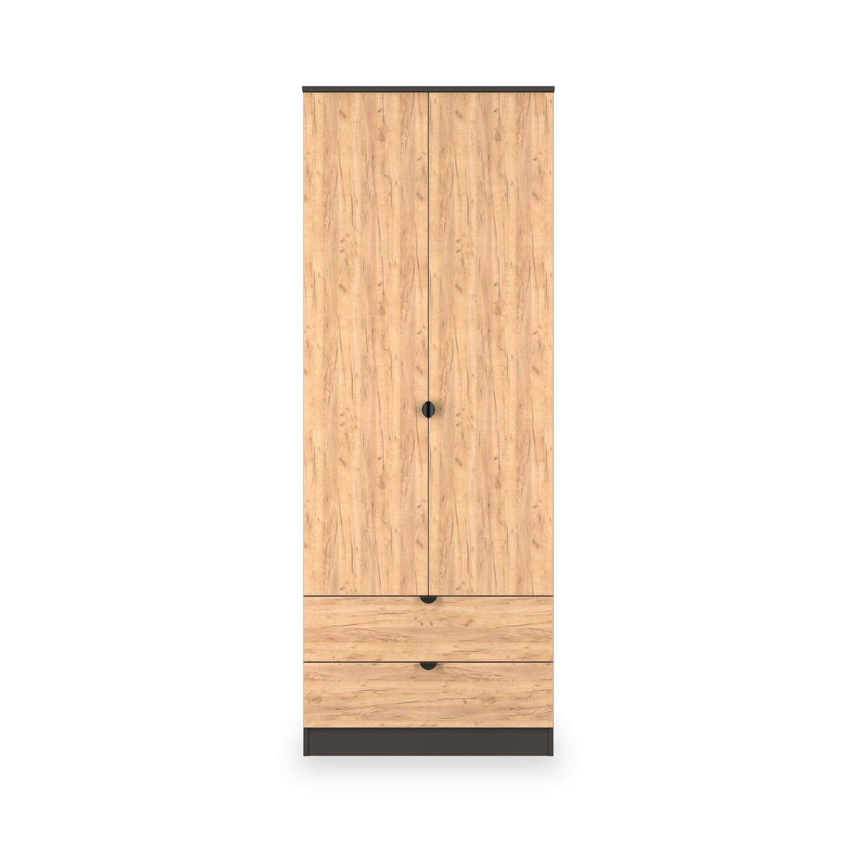 Huxley Double Wardrobe 2 Drawers Oak Graphite from Roseland Furniture